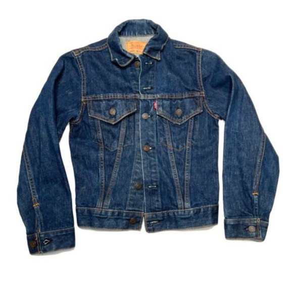 Vintage Levis Big E Type 3 Denim Trucker Jacket Youth Size 14 Blue